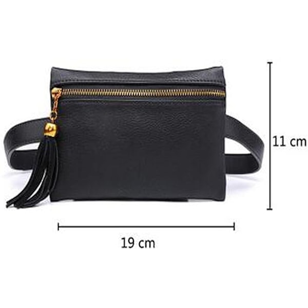 Mode Läder Fanny Pack Små tofsar Midjeväska Dam Cellph
