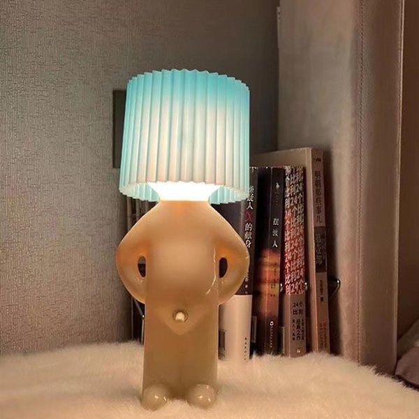 Blå bordlampe for sjenerte menn, kreativ bordlampe for slemme gutter