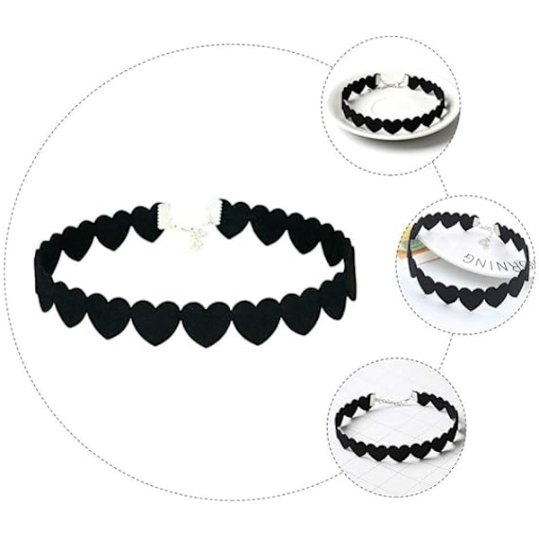 Kvinners Love Choke Ring (Svart), Semsket Hjerte Choke Ring Gothic P