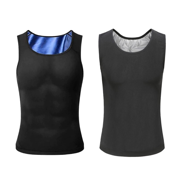 Bästsäljare-gynekomasti Kompress träningslinne för män Slimming Body Shaper Väst Bastu Shirt.S och M.Silver