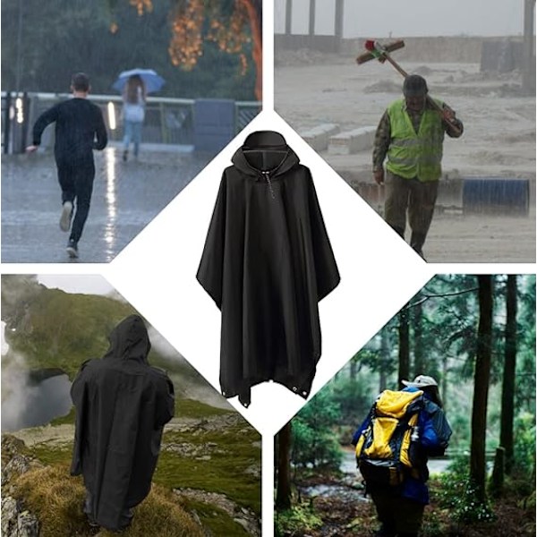 Sort multifunktionel 3-i-1 poncho, L é ger 210T Oxfor