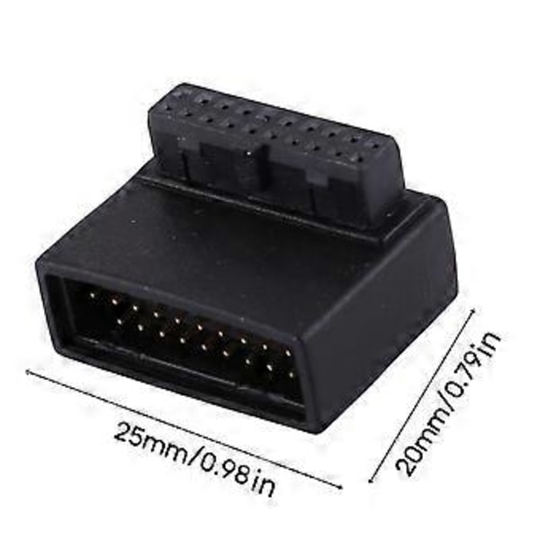 Moderkortsanslutning USB3.0 19pin Hane till Hona Förlängningsadapter 90° Vinkelomvandlare Hane till Hona B