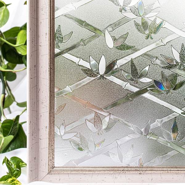 Privatlivsvindue Frosting Film Bambus No-Glue 3D Statisk Dekorativ