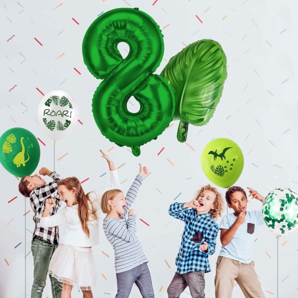 Dino 8-års fødselsdagsballoner, børnefødselsdagsdekoration 8