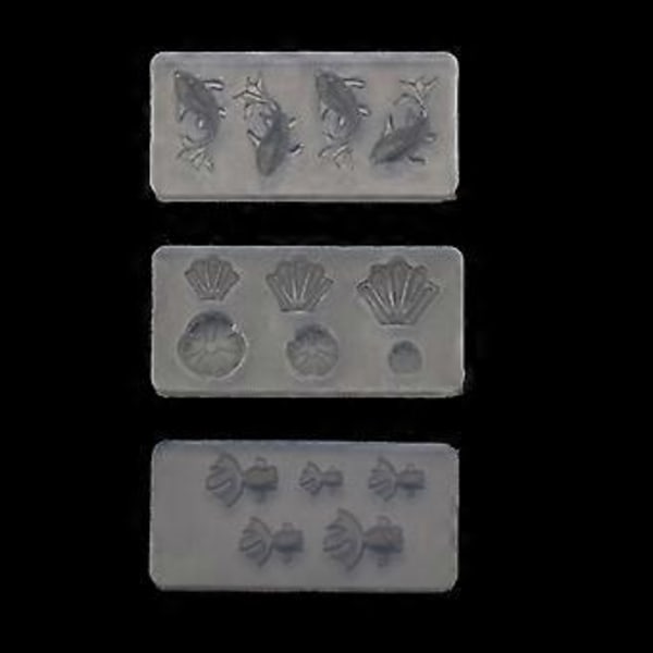 3 stk. Gullfisk Lotusblad Halskjede Silikonformer Egnet for Epoxy Resin DIY Håndverk Øredobber Anheng Smykkefremstilling Hvit