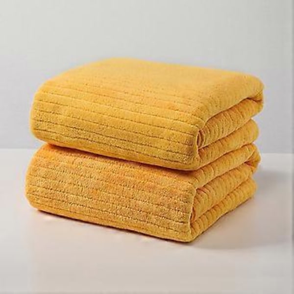 Sammetshandduk för vuxna, daglig användning hemma, absorberande handduk för torrt hår som inte fastnar, strandhandduk med randigt mönster, badhandduk Yellow