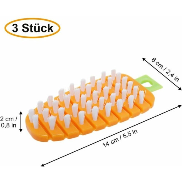 3-pakks fleksibel grønnsaksbørste for kjøkkenrengjøring, oransje gulrot