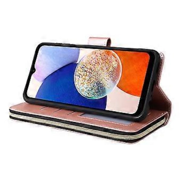 Samsung Galaxy A15 4G/A15 5G -puhelinnahkakotelo 9 korttipaikalla ja rannehihnalla Style D