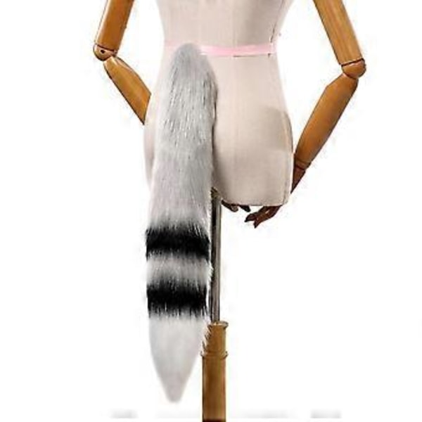 Falske Pelse Ræve Hale Dyrehale Katte Hund Ulvehale Animes Halloween Cosplays Fest Kostume Tilbehør til Voksen Teenager grå plus sort plus gray plus black plus