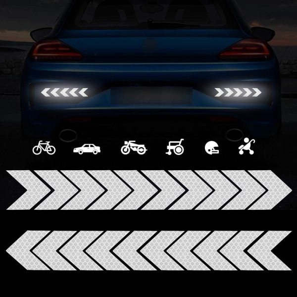Hvit - 20 stykker reflekterende piler-klistremerker for biler med høy intensjon