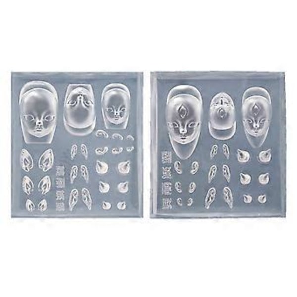 DIY Silikon Nagelstämplingsplatta Älv Docka DIY Nagel Snideri Formar Djävulshorn Stämpling Nagelkonst Formar Silikonmaterial SET