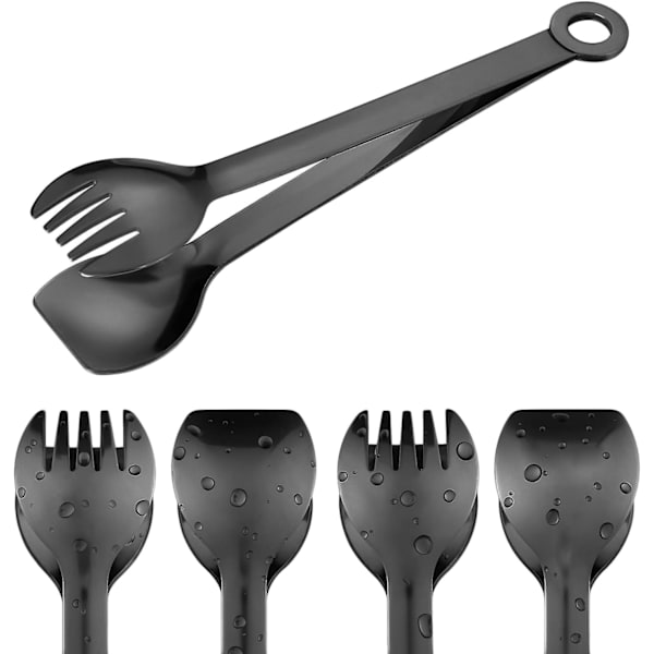 Små serveringstenger - 6\" Premium rustfritt stål, sett med 4 (svart)