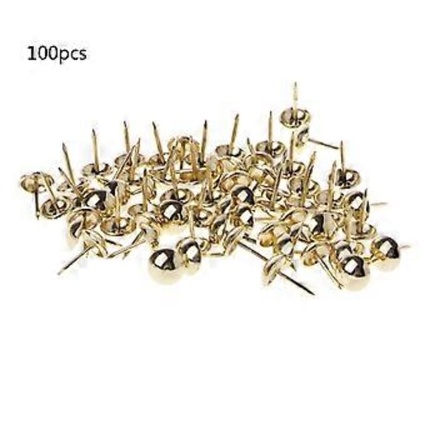 100 Stycken Antika Möbelspikar Runda Dekorativa Nubb Metall Tumspikar Sortimentskit för DIY Möbeldekor Imitationsguld Imitation gold
