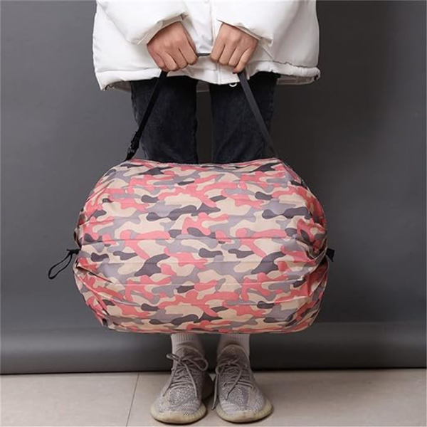 Bærbar sammenklappelig indkøbspose (pink camo) stor kapacitet multif