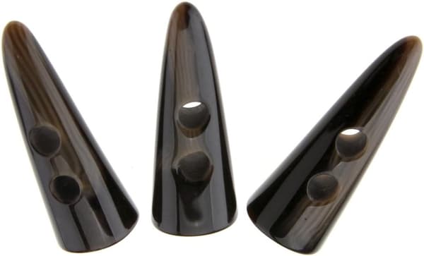 10 stk Store Horn Imitation Tand Toggle Knapper - Mørk Kaffe - Comp