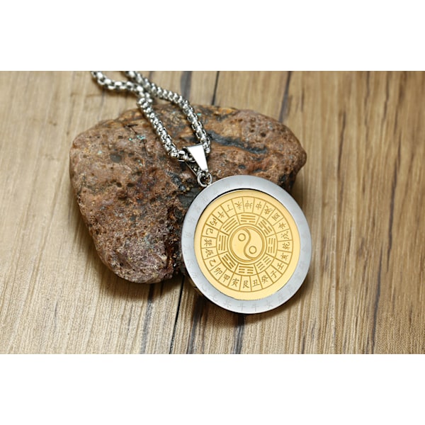 Religiös herr Tai Chi Yin Yang Spinnerhänge Bagua åtta diagram talismanhalsband