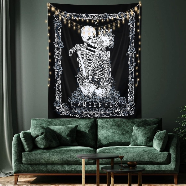 Halloween Skull Tapestry The Kissing Lovers Tapestry Wall Hanging