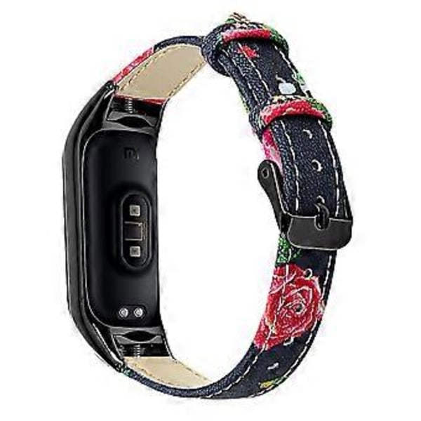 Til Xiaomi Smart Band 8 Ægte Læderrem med Sort Urkasse Style K