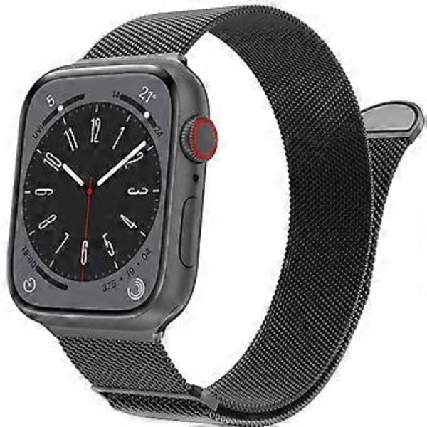 Svart magnetisk rem for Apple Watch Series 10 42mm 41mm 40mm 38mm Milanesisk smartklokkerem