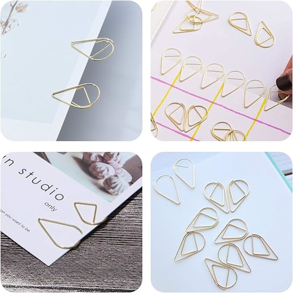 100 stk. Metal Dråbeformede Papirclips til Bøger, Memoer, Papir,