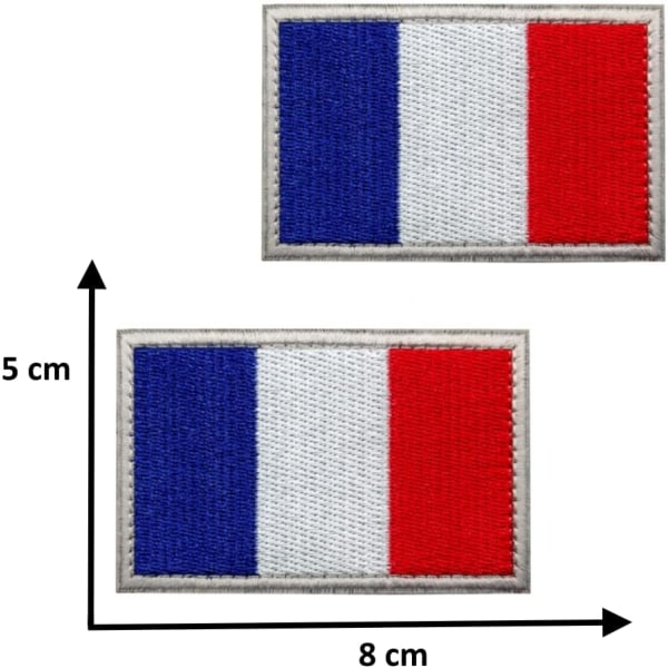 2 sotilasmerkkiä - 8 x 5 cm - 2 naarmuuntumattoman lipun ompelumerkin sarja