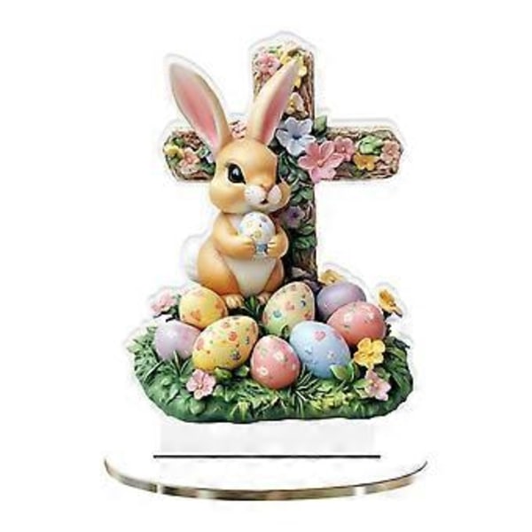 Påskhare Ägg Akryl Skrivbordsdekoration Högtidsdekoration Utskuren Ornament C