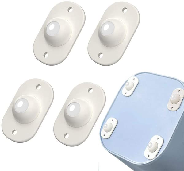 Förpackning med 4 självhäftande kulhjul i plast