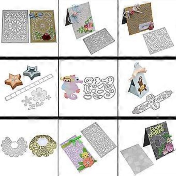 Geometrisk Plate Kutte Dies Stencil DIY Scrapbooking Preging Album Papirkort Sølv M