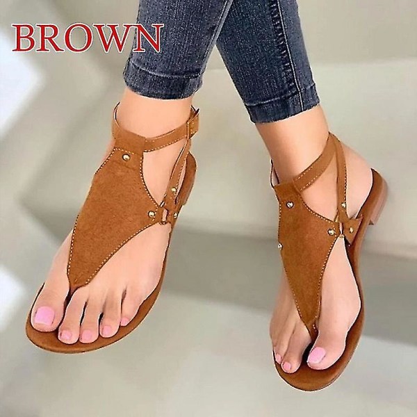 Dam Sandaler 2023 Sommar Utomhus Strand Flip-flop Sandaler Solid Fashion Gladiator Sandaler Dam Flats Casual Damskor.40.2