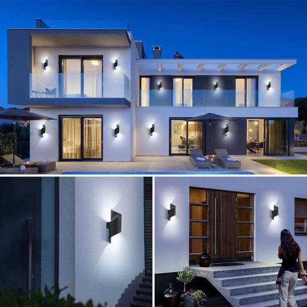 LED-vägglampa inomhus/utomhus, 10W 6000K kallvitt ljus, övre a