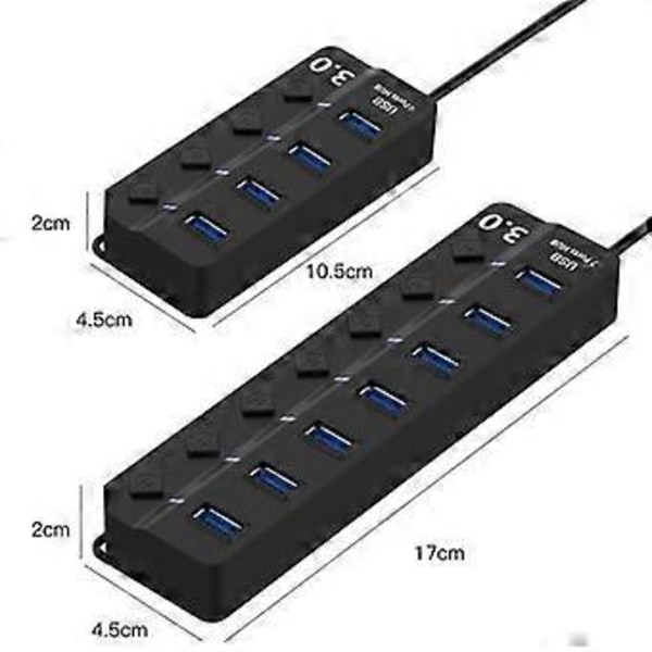 7 Portar USB3.0 USB HUB Ultra-Slim Data USB Splitter Laddning Multi USB Port Expander 01 USB3.0 7port