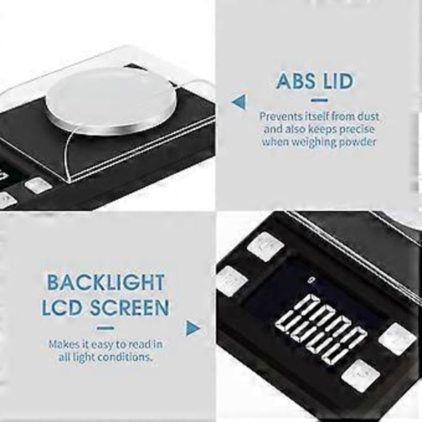 20g/0,001g Digital Fickvåg, Portabel Smyckes-/Pulver-/Örtvåg med 6 Enheter/LCD-Display/Tara- och Räknefunktion