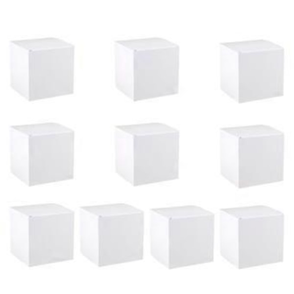 10 stk. Hvide Gaveæsker Firkantet Emballageæske Foldbar Kartonæske til Håndværk Cupcake (12 x 12 x 12)