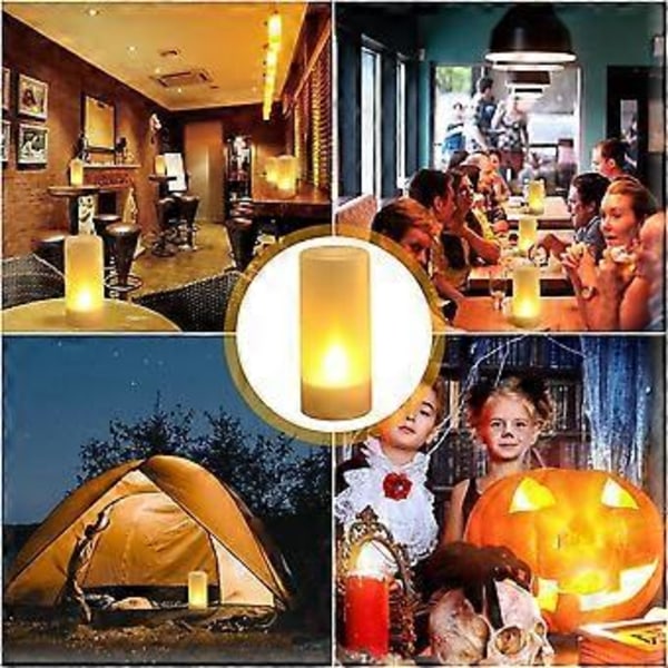 Phoenix Set med 24 Uppladdningsbara LED-ljus Flamlösa LED-ljus med fladdrande effekt med hållare Laddstation, för jul, bröllop, fest (Gul)