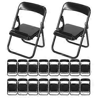 24 stk. Miniature Foldestol Dukkehus Tilbehør Multifunktionel Mobiltelefonholder Lille Stol Model