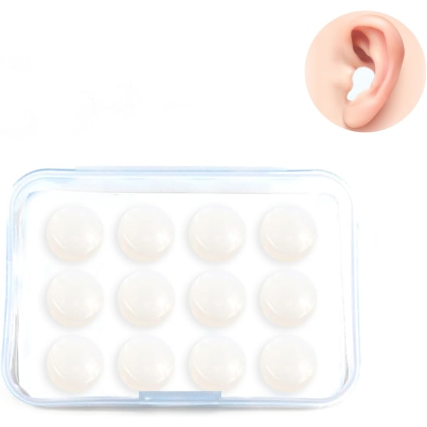 Øreprop, 6 par (hvide) silikone ørepropper Formbare ørepropper, R
