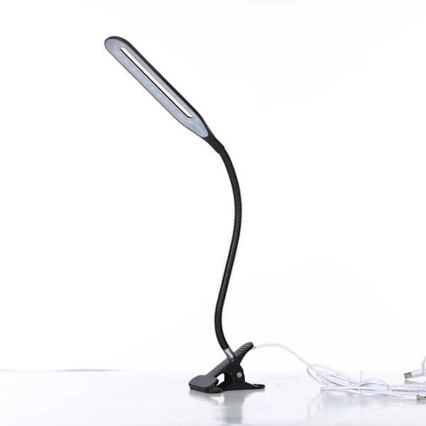LED-klämlampa för skrivbord, USB-flexibel justerbar hopfällbar läslampa mjukt ljus ögonskydd med 3 belysningslägen