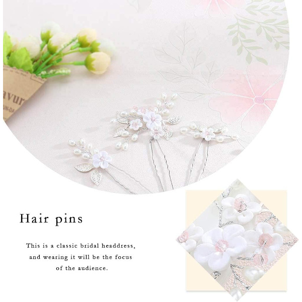 (5-pack) Brudbröllop Blomsterhårnålar Pärla Brud Hårbit