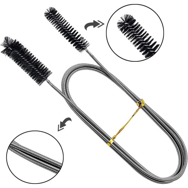 Svart - 1 stk, 155 cm dobbel ended rengjøringsbørste, rustfritt stål