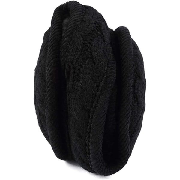 Unisex varme strikkede øreklokker Dame Cashmere Winter Pure Color-svart