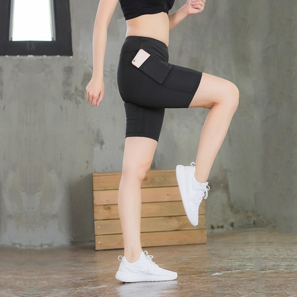 Hurtigtørrende yogabikershorts til kvinder - Slim Fit til træning (sommer).XL.Sort