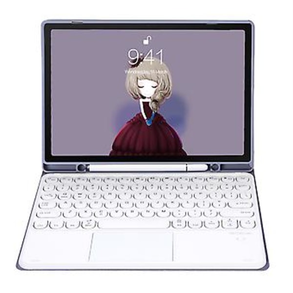 Tangentbord + Läder För Samsung Galaxy Tab A8 10.5 2021 Mörkgrön Purple