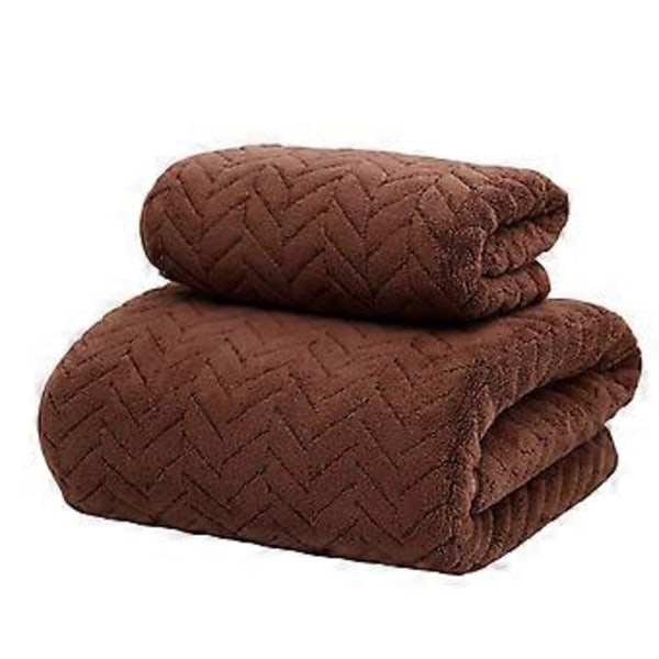 Håndkle Badehåndklesett Fløyelspunnet Svært Absorberende Mykt Badehåndkle Egnet For Baderom Spa Gym Brown