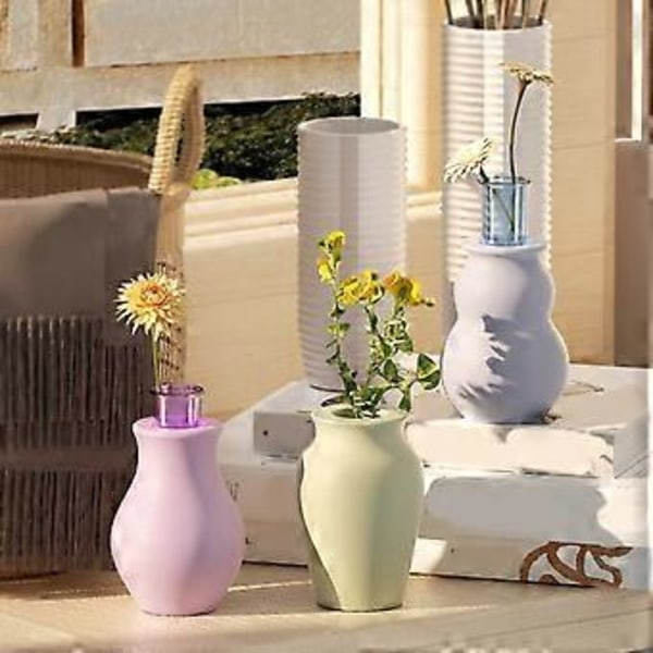 Liten Ljusstake Form DIY Hydroponisk Växt Blomkruka Silikonform Betong Gipsformar Epoxihartsform Dekorationer style 1