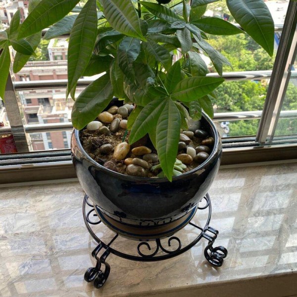 Balkon smedejern blomsterstandsort sort blomsterpottestativ (12,2 * 2,4 tommer)