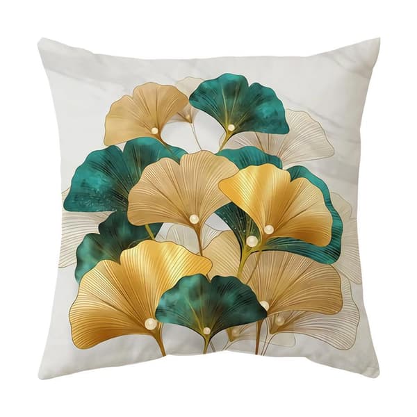 Set med 4 kuddfodral 45x45cm Ginkgo bladmönster örngott