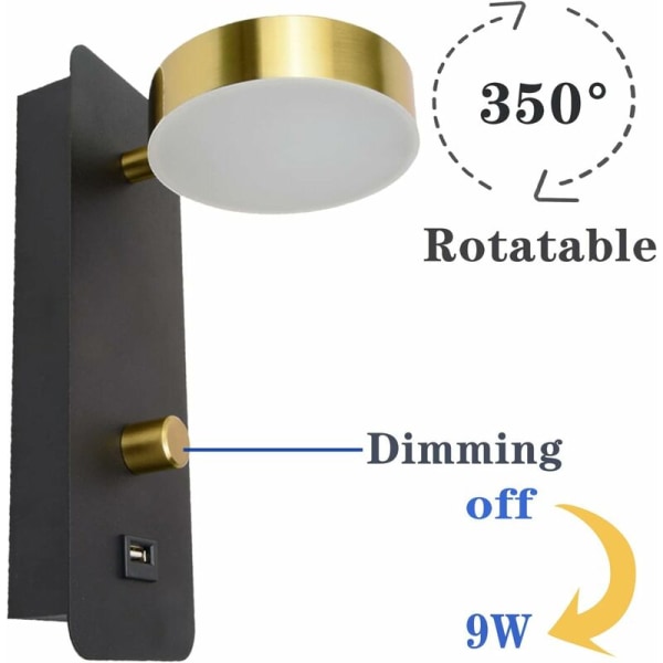 Indoor Wall Sconce Headboard LED Wall Light Rotary Switch Adjusta