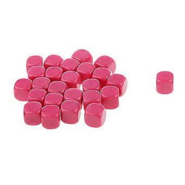 Pakkaus, jossa 25 kpl tyhjiä neliön muotoisia DIY D&D -roolipelikuutioita, kuusisivuisia D6-noppia (Fuksia) Fuchsia