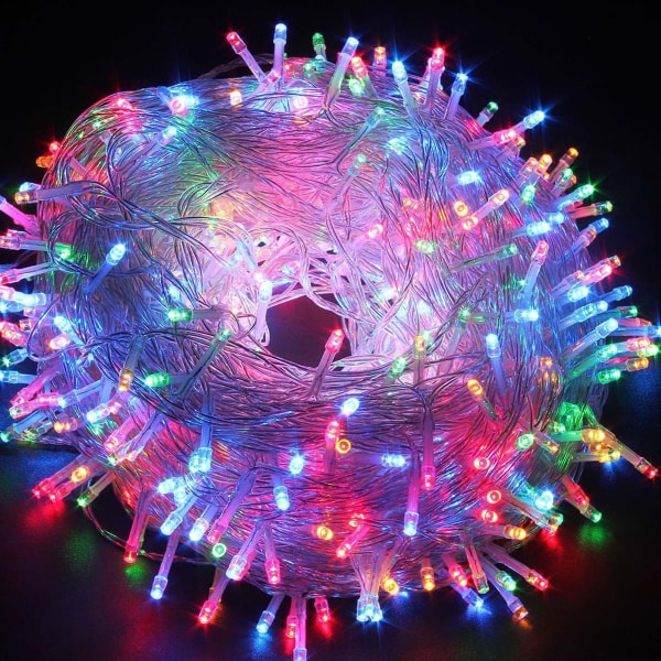 Gul ljusslinga 10M 100 LED kallvit julbelysning inomhus