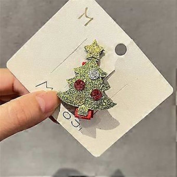 Sött Hårspänne Glitter Julgran Form Ankklämma Hårklämma för Hästsvans Lugg Hårnålar för Tonåringar Barn 18 18